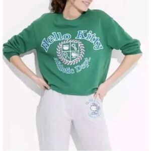 NWT HELLO KITTY ATHLETIC DEPT. GRAPHIC SWEATSHIRT GREEN SIZE L